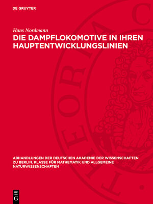 cover image of Die Dampflokomotive in ihren Hauptentwicklungslinien